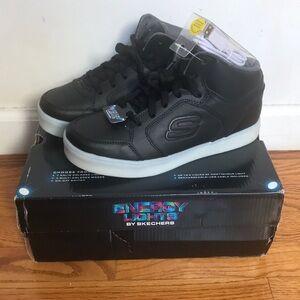 Boys Skechers Energy Lights Black Light Up Hi-Top Sneakers Size 5